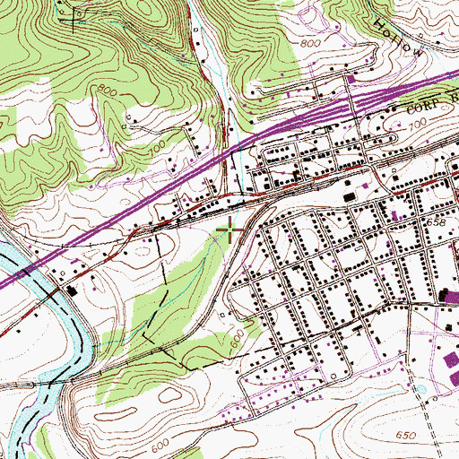 Topographic Map of Woodys Field (historical), PA