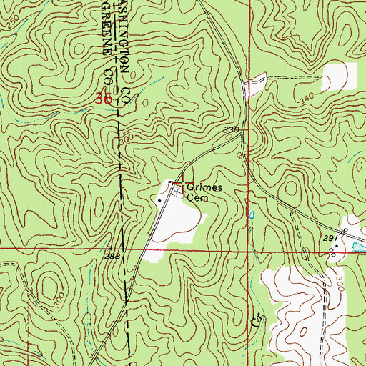 Topographic Map of Grimes Cemetery, AL