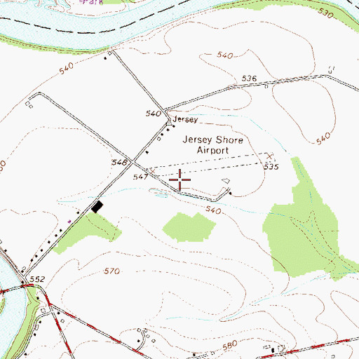 Topographic Map of Jersey Shore Airport, PA