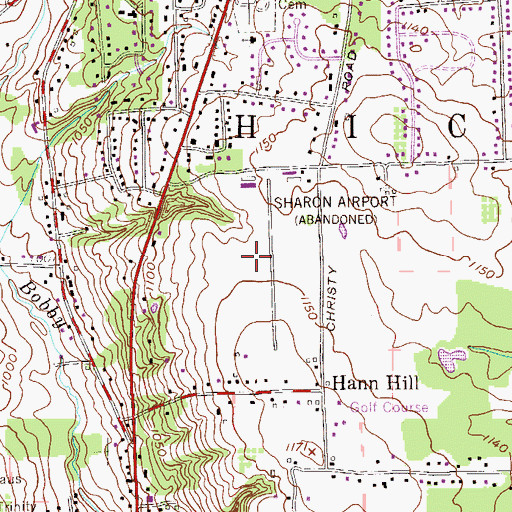 Topographic Map of Sharon Airport (historical), PA