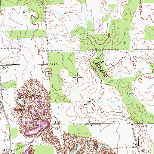 Topographic Map of Flying M Ranch Airport, PA