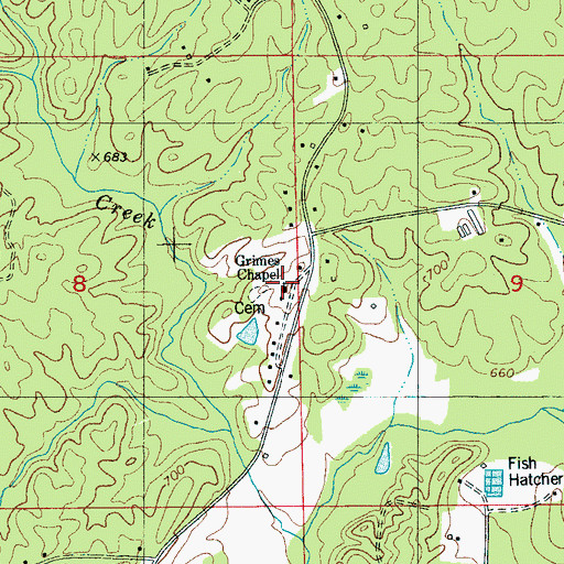 Topographic Map of Grimes Chapel, AL