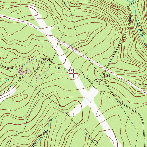 Topographic Map of Ponderosa Airport, PA