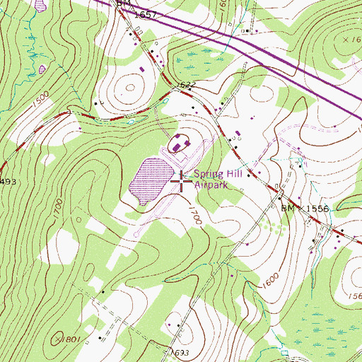 Topographic Map of Spring Hill Airport, PA