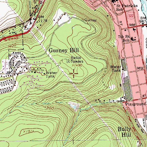 Topographic Map of Franklin Hospital Airport, PA