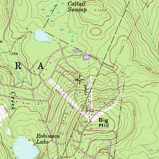 Topographic Map of Tanglwood Ski Area Airport (historical), PA