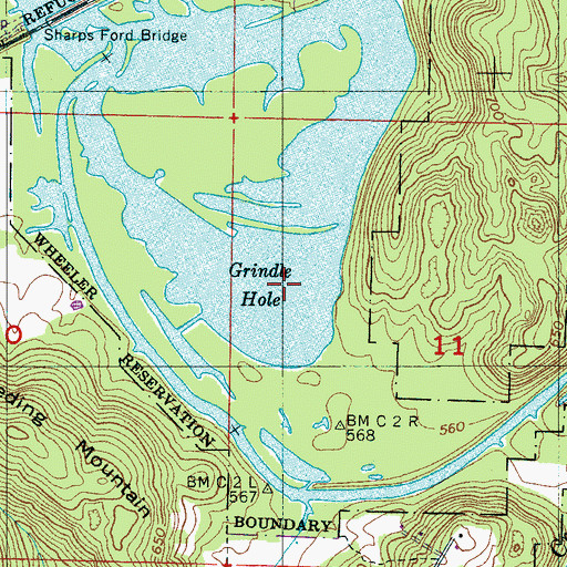 Topographic Map of Grindle Hole, AL