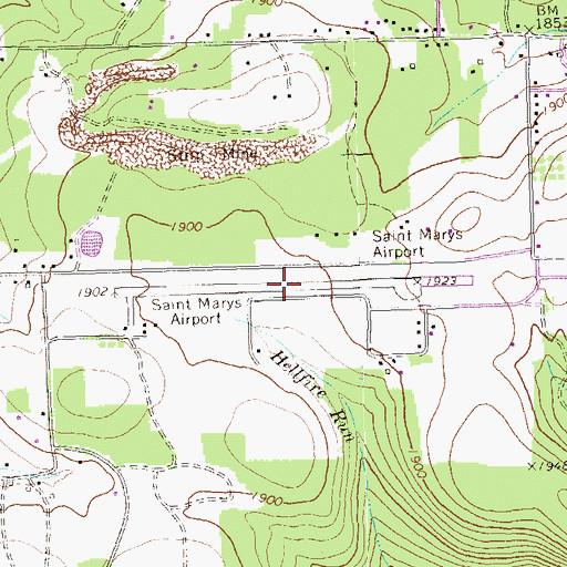 Topographic Map of St Marys Municipal Airport, PA