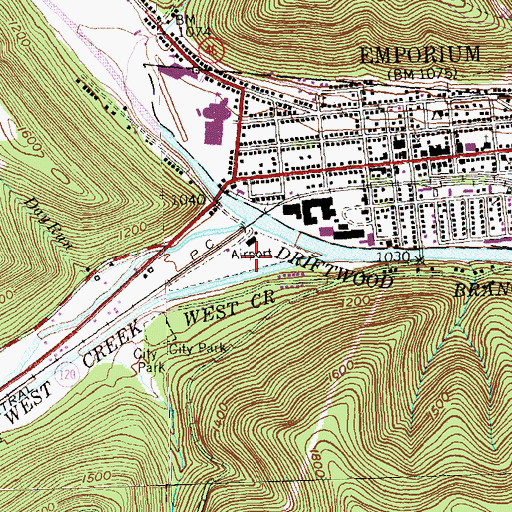 Topographic Map of Keystone Park Airport (historical), PA
