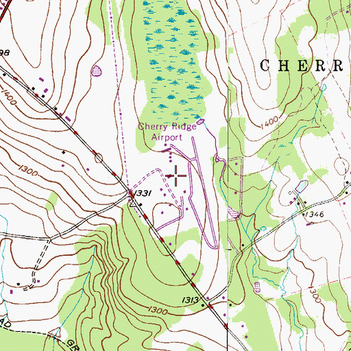 Topographic Map of Cherry Ridge Airport, PA