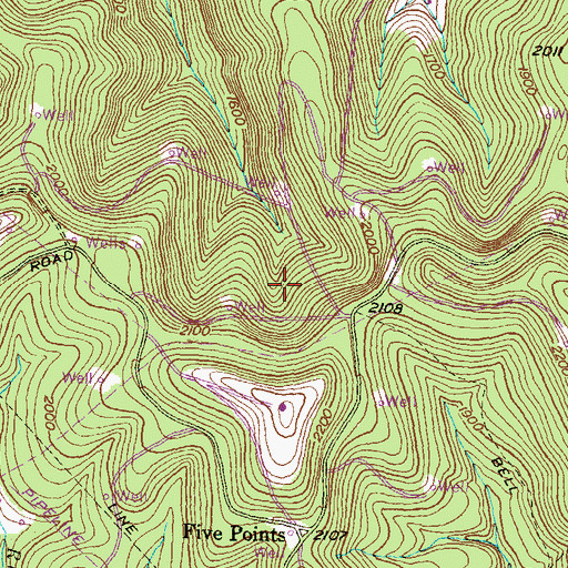 Topographic Map of Five Points Helistop, PA