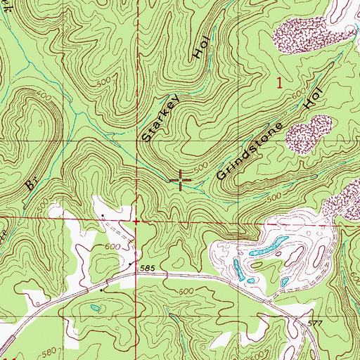 Topographic Map of Grindstone Hollow, AL