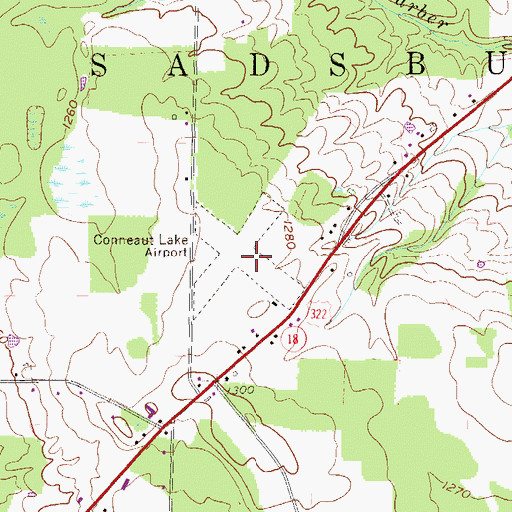 Topographic Map of Conneaut Lake Airport (historical), PA
