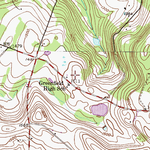 Topographic Map of Ashlawn Airport, PA