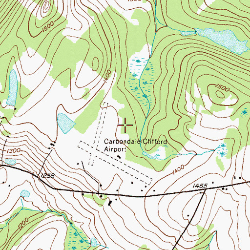Topographic Map of Carbondale-Clifford Airport (historical), PA
