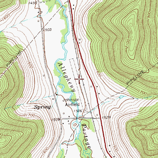 Topographic Map of Johnson Airport, PA