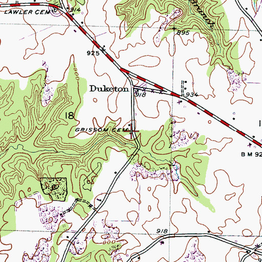 Topographic Map of Grissom Cemetery, AL