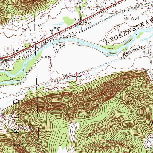 Topographic Map of Brokenstraw Airport, PA