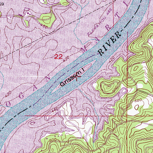 Topographic Map of Grissom Island, AL