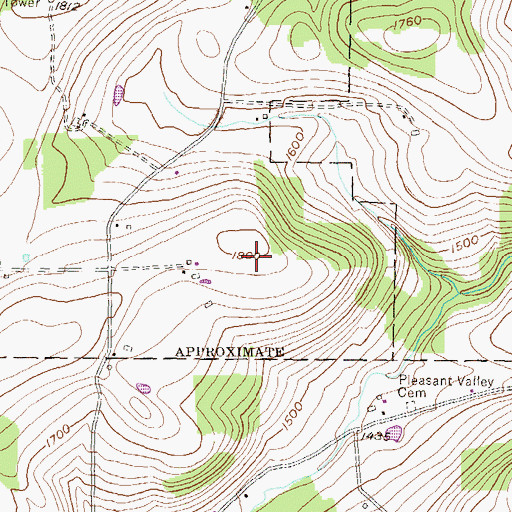 Topographic Map of Baker Airport, PA