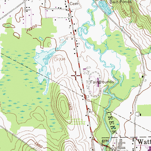 Topographic Map of Strawberry Acres Airport (historical), PA