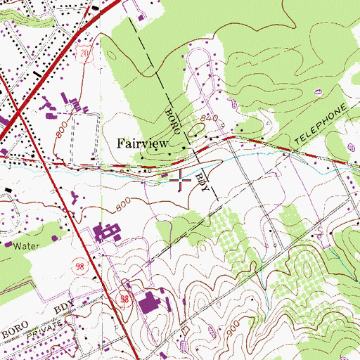 Topographic Map of Fairview Evergreen Airport, PA