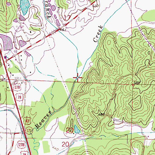 Topographic Map of Grizzard Branch, AL