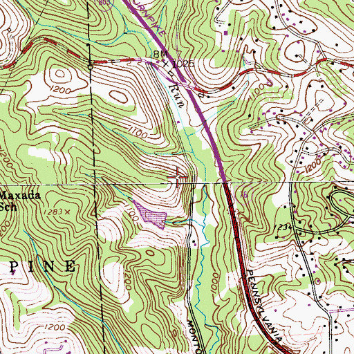 Topographic Map of Spring Valley Lake Dam, PA