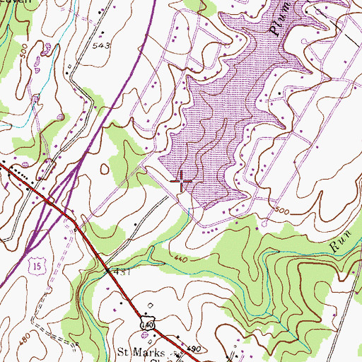 Topographic Map of Lake Heritage Dam, PA