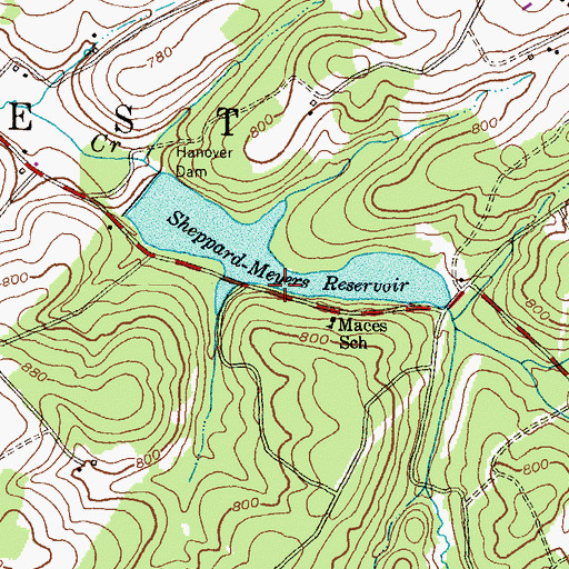 Topographic Map of Sheppard-Meyers Dam, PA