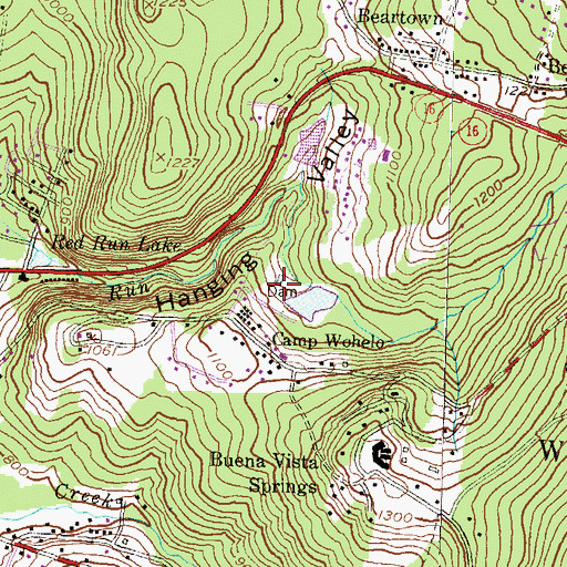 Topographic Map of Wohelo Lake Dam, PA