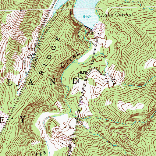 Topographic Map of Lake Gordon Dam, PA