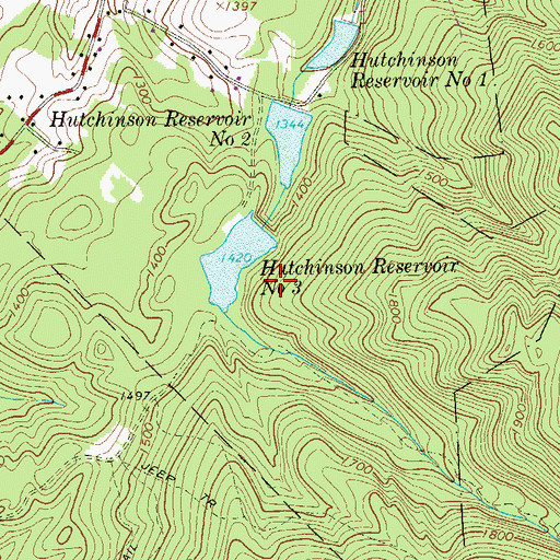 Topographic Map of Hutchinson Reservoir Number Three Dam, PA