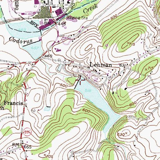 Topographic Map of Lake Lehman Dam, PA