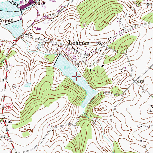 Topographic Map of Lake Lehman, PA