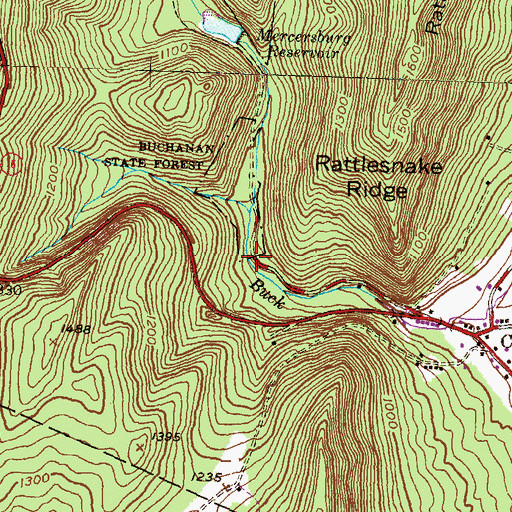 Topographic Map of Buck Run Dam, PA