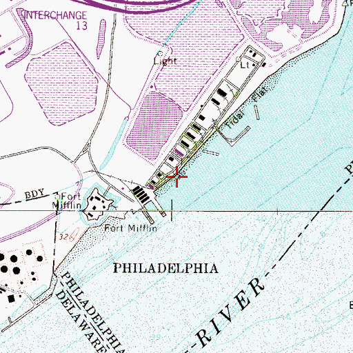 Topographic Map of Fort Mifflin Disposal Area, PA