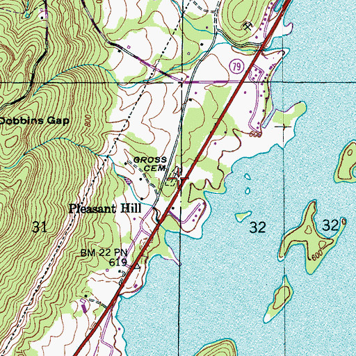 Topographic Map of Gross Cemetery, AL