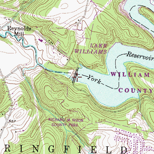 Topographic Map of Williams Dam, PA