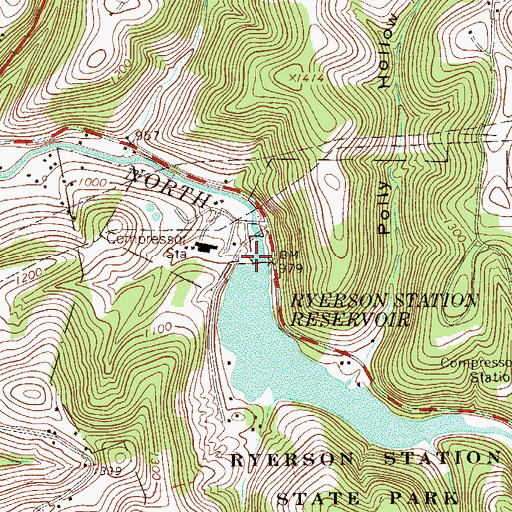 Topographic Map of Ryerson Station State Park Dam, PA