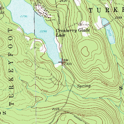 Topographic Map of Cranberry Glade Dam, PA