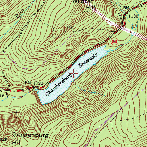 Topographic Map of Chambersburg Reservoir, PA