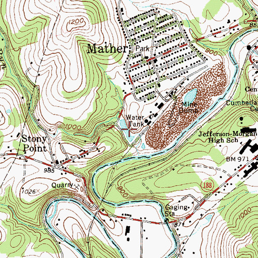 Topographic Map of Browns Run Reservoir, PA