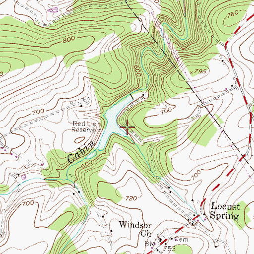 Topographic Map of Cabin Creek Dam, PA