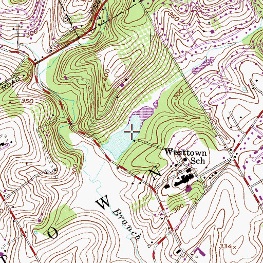 Topographic Map of Westtown Lake, PA