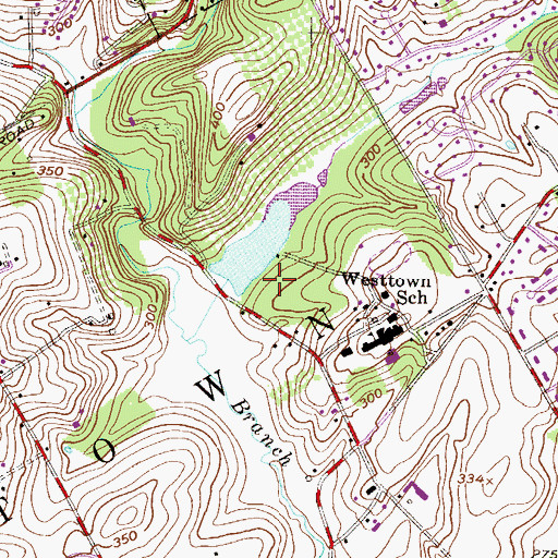 Topographic Map of Westtown Dam, PA
