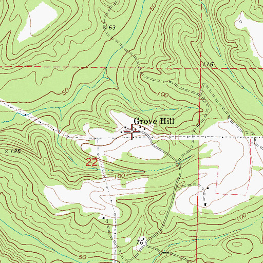 Topographic Map of Grove Hill, AL