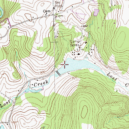 Topographic Map of Lost Creek Dam, PA