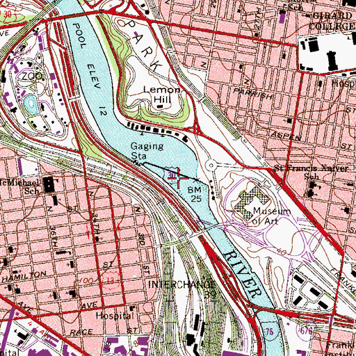 Topographic Map of Schuylkill Rowing Basin, PA