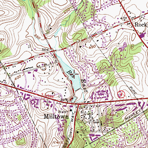 Topographic Map of Milltown Reservoir, PA